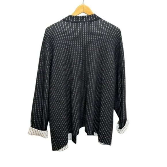 Eileen Fisher Black White Strip Silk Organic Cotton Open Front Cardigan Size 3X - Picture 9 of 12